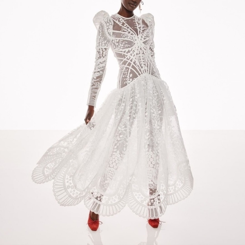 NWT ZIMMERMANN Prima Embroidered Tulle Maxi Dress in Ivory